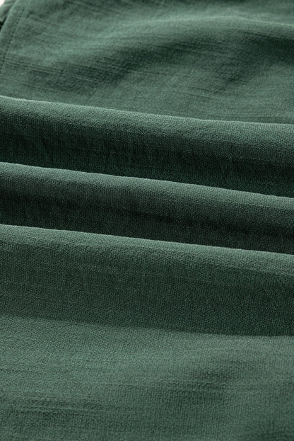 Contrast Trim Knotted 3/4 Sleeve Buttoned Dress