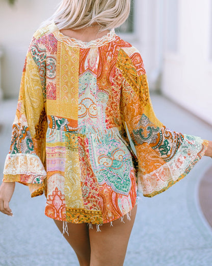 Paisley Bell Sleeve Blouse