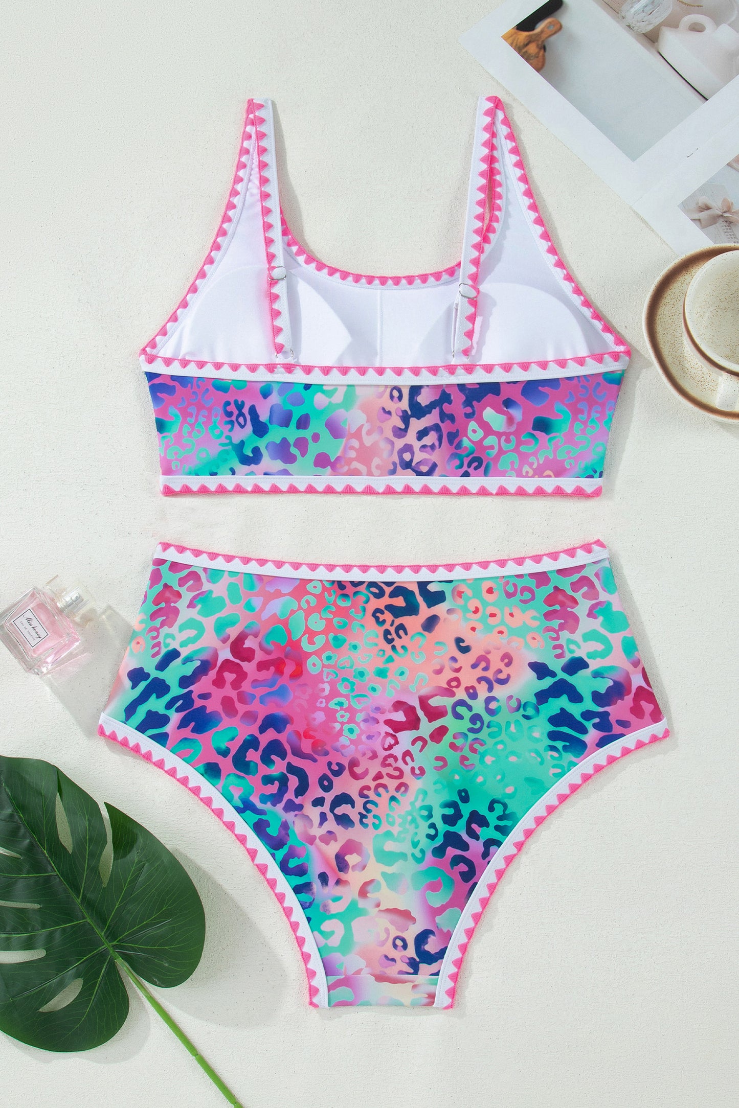 Leopard Ricrac High Waist Bikini Swim Set