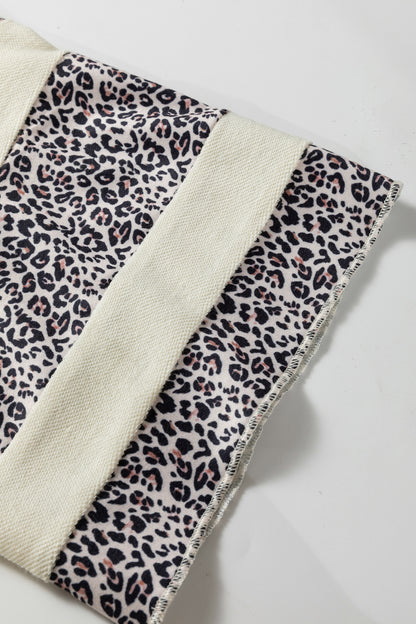Plus Size Leopard Patchwork V-Neck Short Sleeve Top