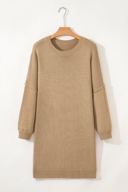 Solid Drop Shoulder Oversize Mini Sweater Dress
