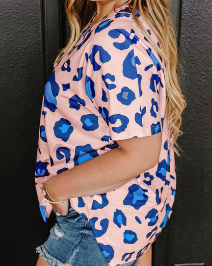 Leopard V-Neck Tee Plus Size