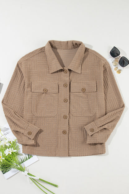 Textured Button-Up Pocketed Shacket