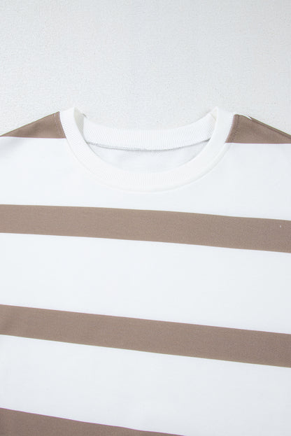 Stripe Drop Shoulder Top and Jogger Pants Set