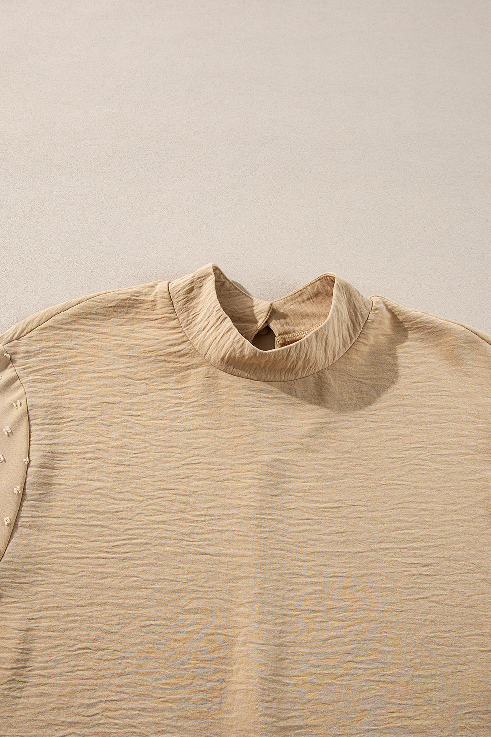 Solid Swiss Dot Balloon Sleeve Blouse