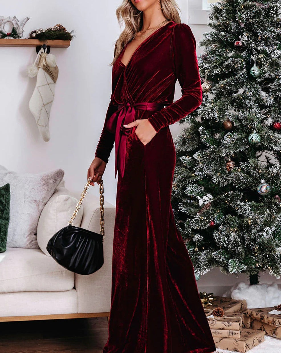 Velvet Cut Out Wide Leg Jumpsuit