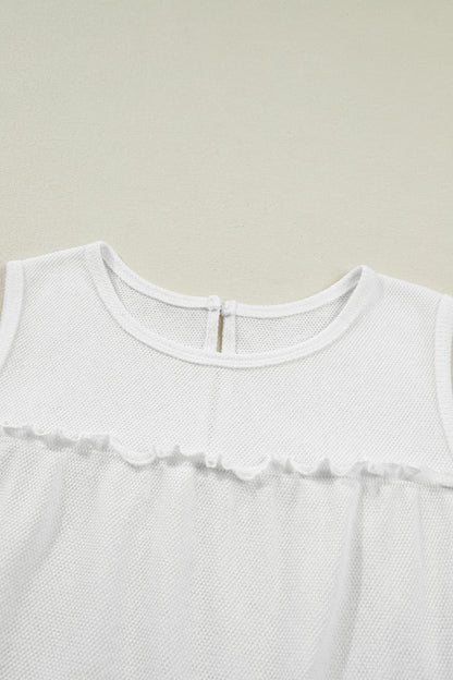 Solid Frilled Ruffle Tiered Tank Top