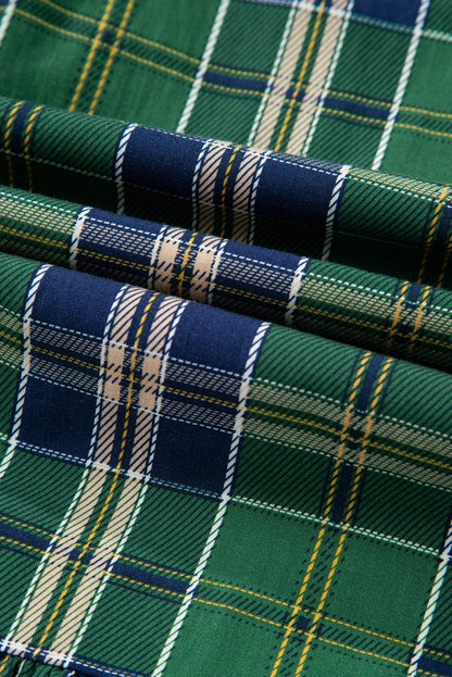 Plaid Frilled Collar Long Sleeve Mini Dress