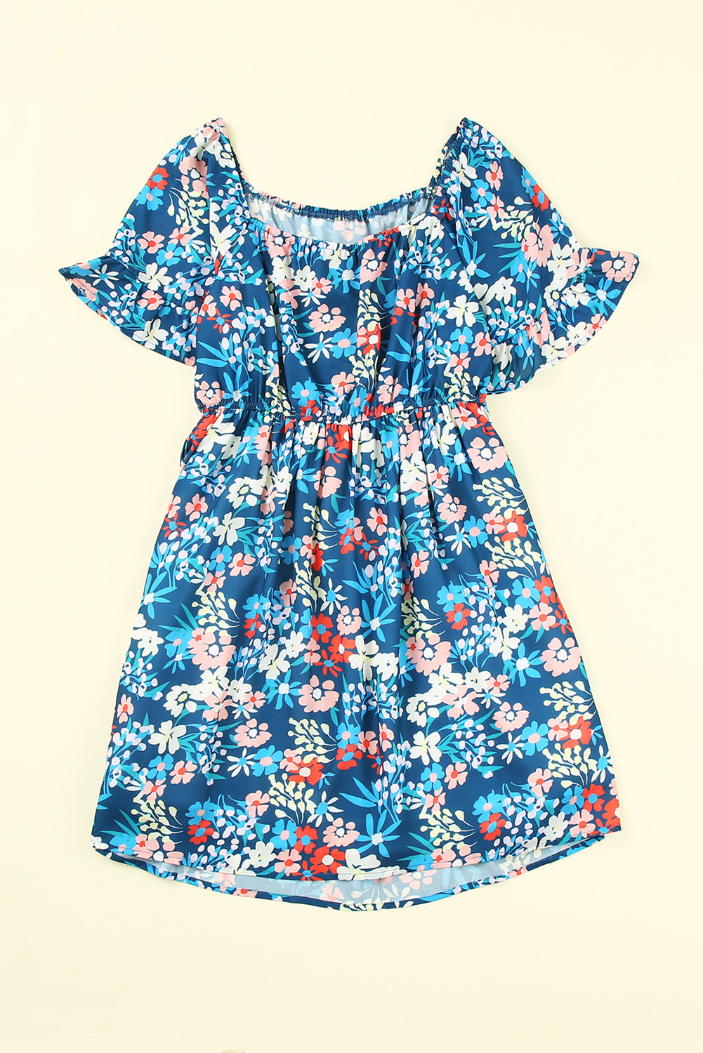 Floral Ruffle Short Sleeve Dress