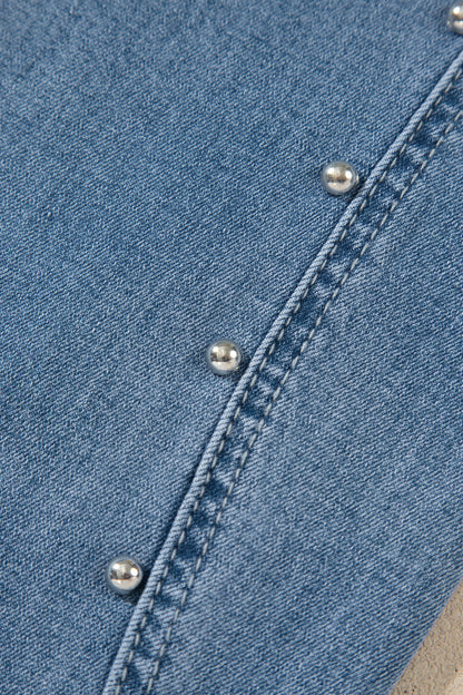 Solid Studded Side Seam Ankle Length Jeans
