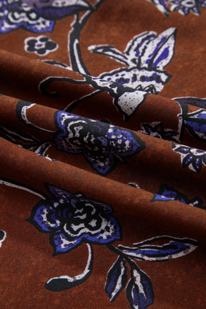 Floral Smocked Cuff Long Sleeve Blouse