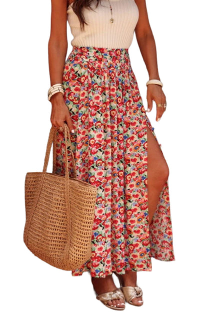 Floral Side Slit Maxi Skirt