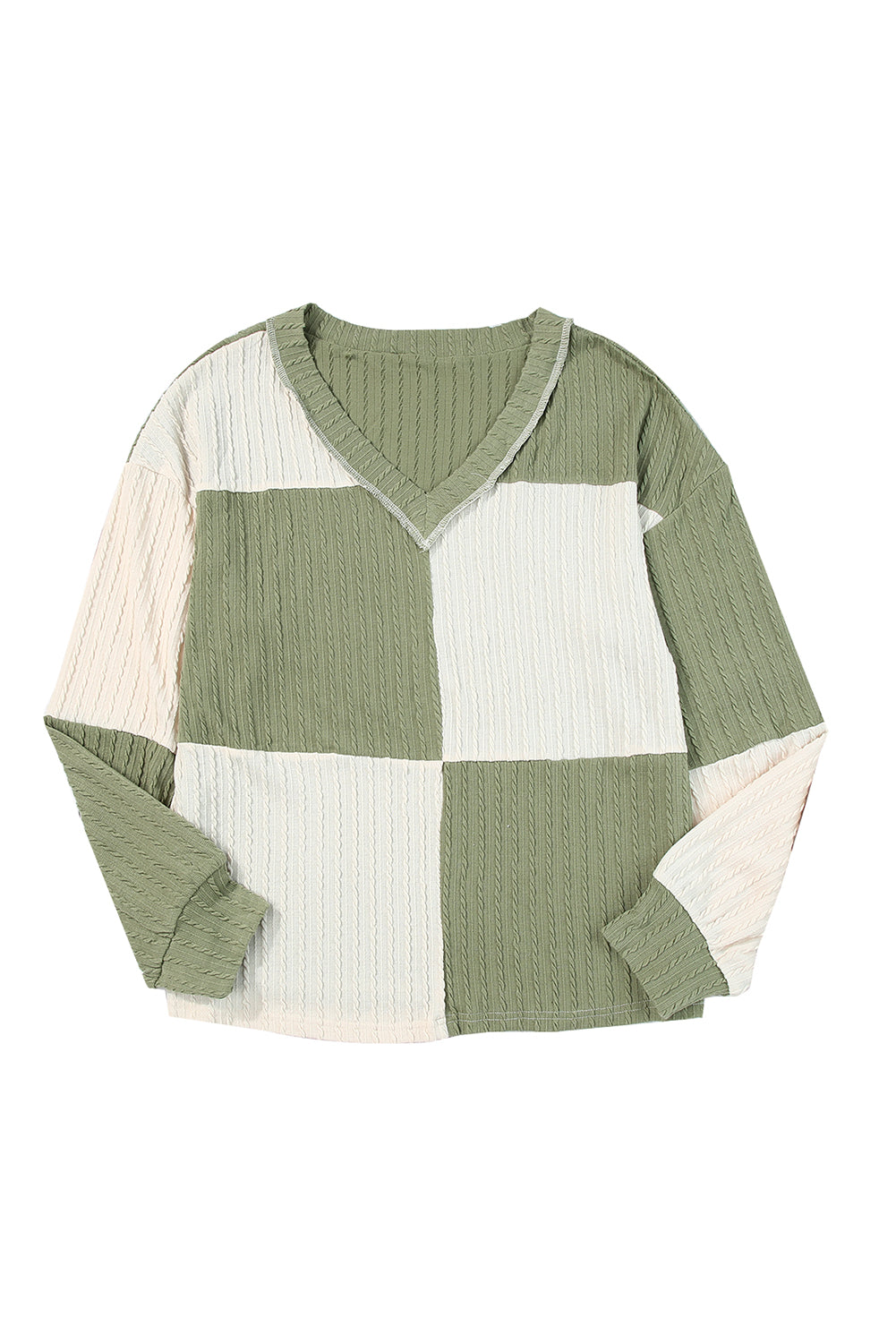 Colorblock Cable Long Sleeve Top