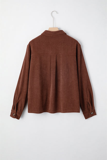 Floral Corduroy Embroidered Button-Front Jacket