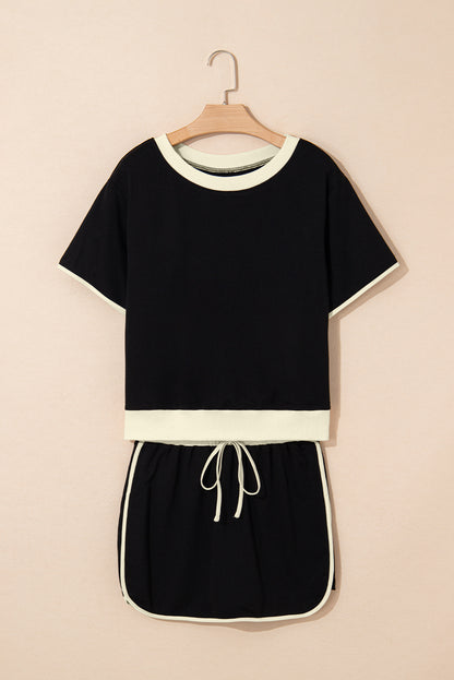 Colorblock Short Sleeve T-Shirt and Skort Set