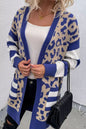 Leopard Stripe Open Front Cardigan