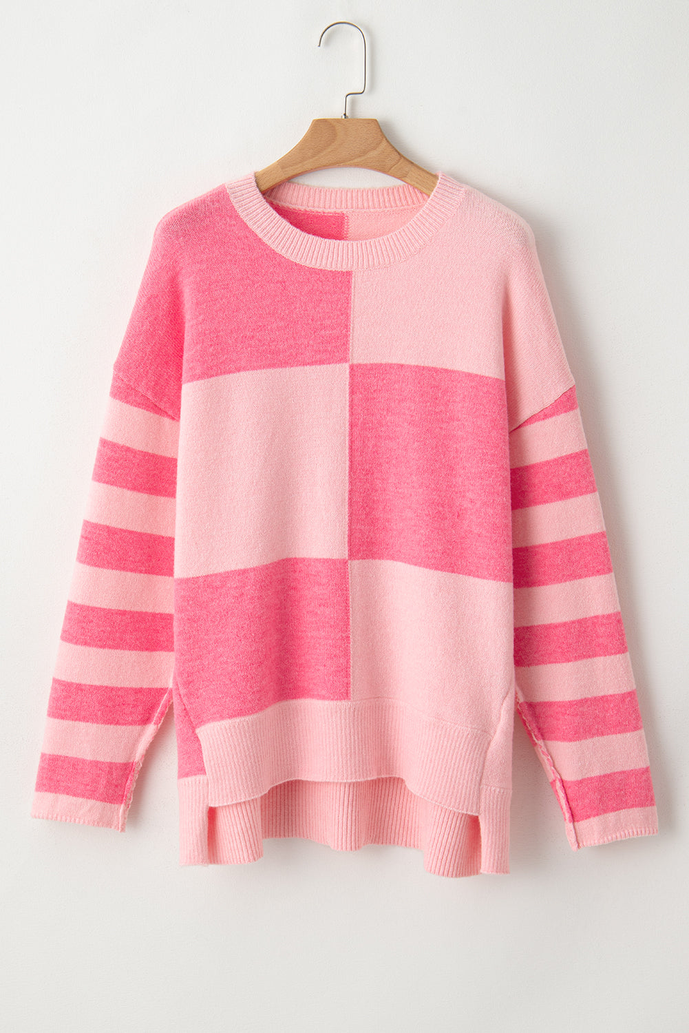 Colorblock Checker Stripe Sweater