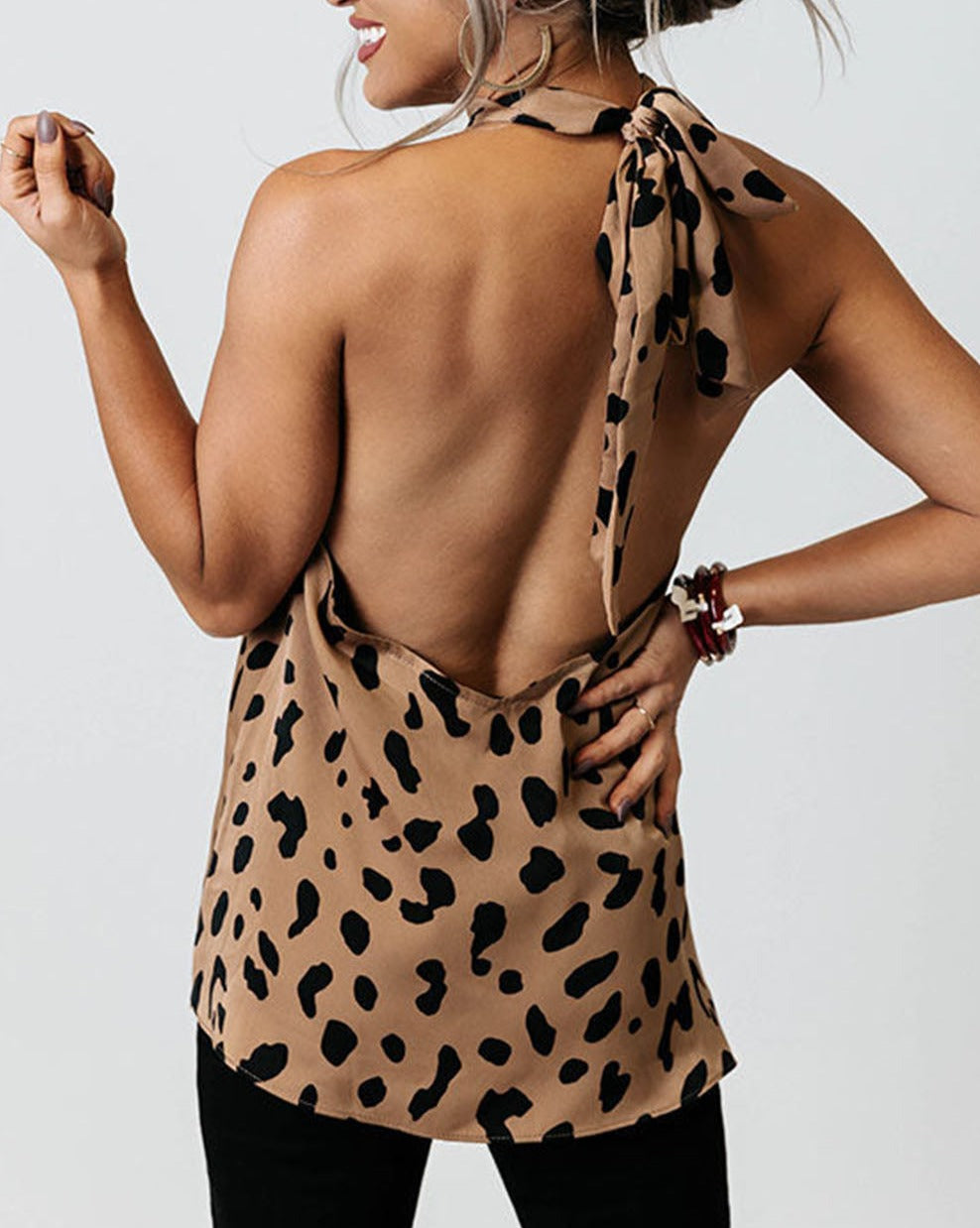 Leopard Keyhole Halter Tank Top