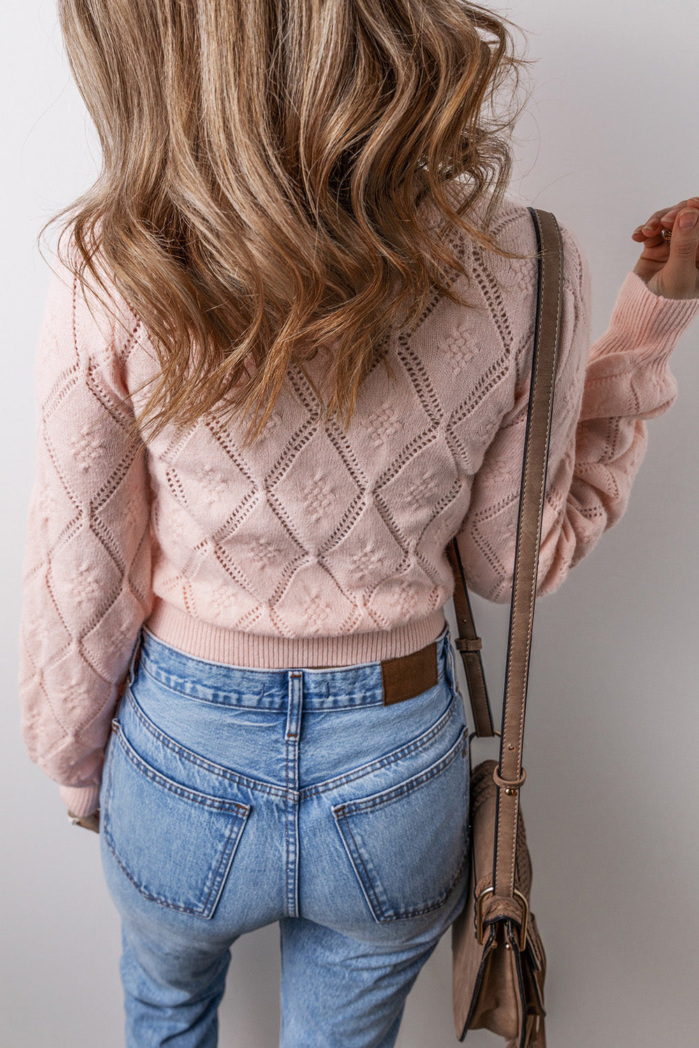 Pointelle Knit Puff Sleeve Sweater