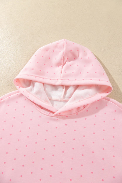 Polka Dot Kangaroo Pocket Hoodie & Shorts Set
