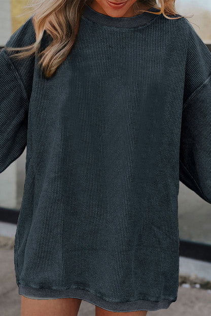 Ribbed Long Sleeve Oversized Sweatshirt