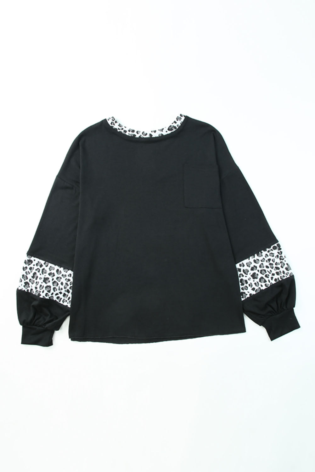 Leopard Balloon Sleeve Crewneck Top