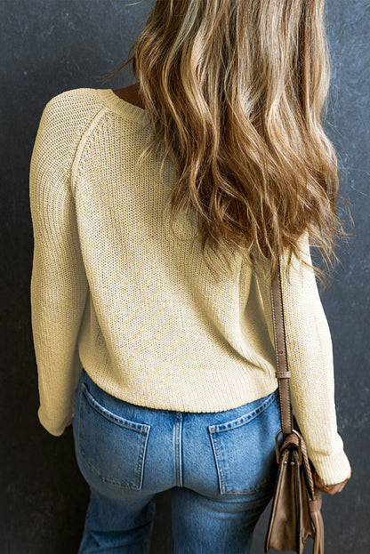 Everyday Casual Solid Knit Sweater