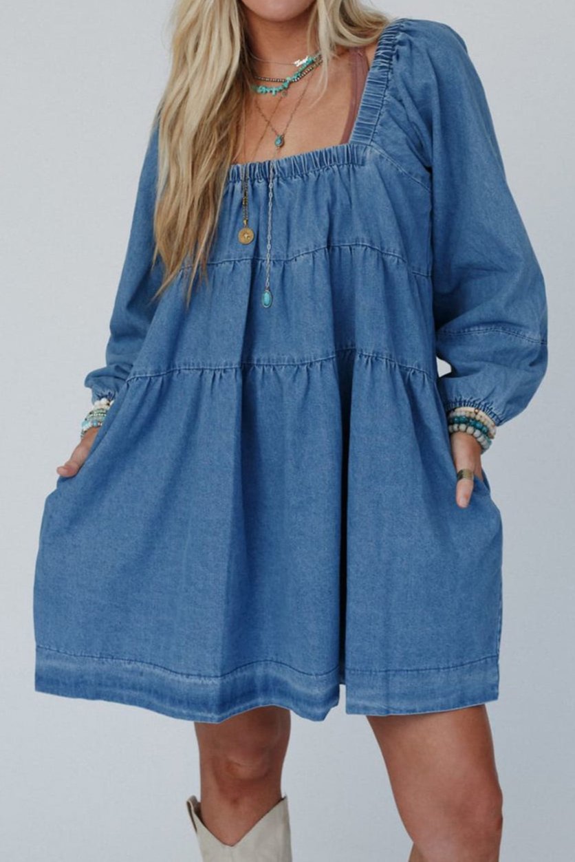 Denim Side Pocket Mini Dress