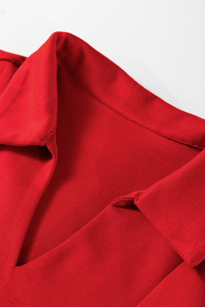 Solid V-Neck Pullover and Drawstring Pants Set