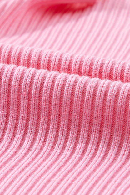Solid Ribbed Knit Patch Pocket Short Sleeve Top