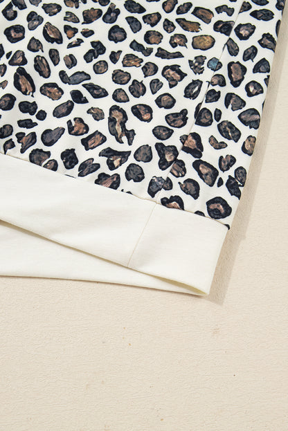 Plus Size Leopard Pullover and Shorts Set