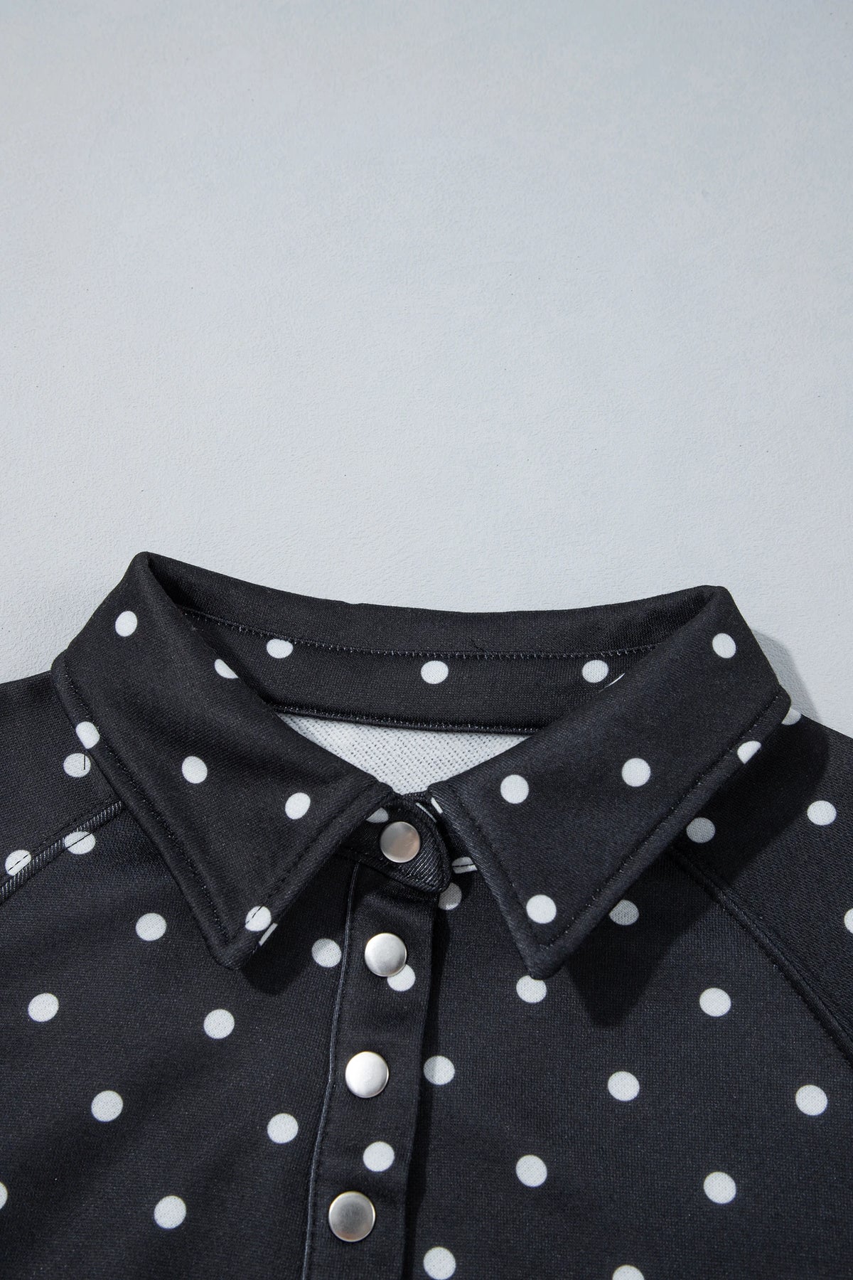 Polka Dot Half Button Collared Long Sleeve Sweatshirt