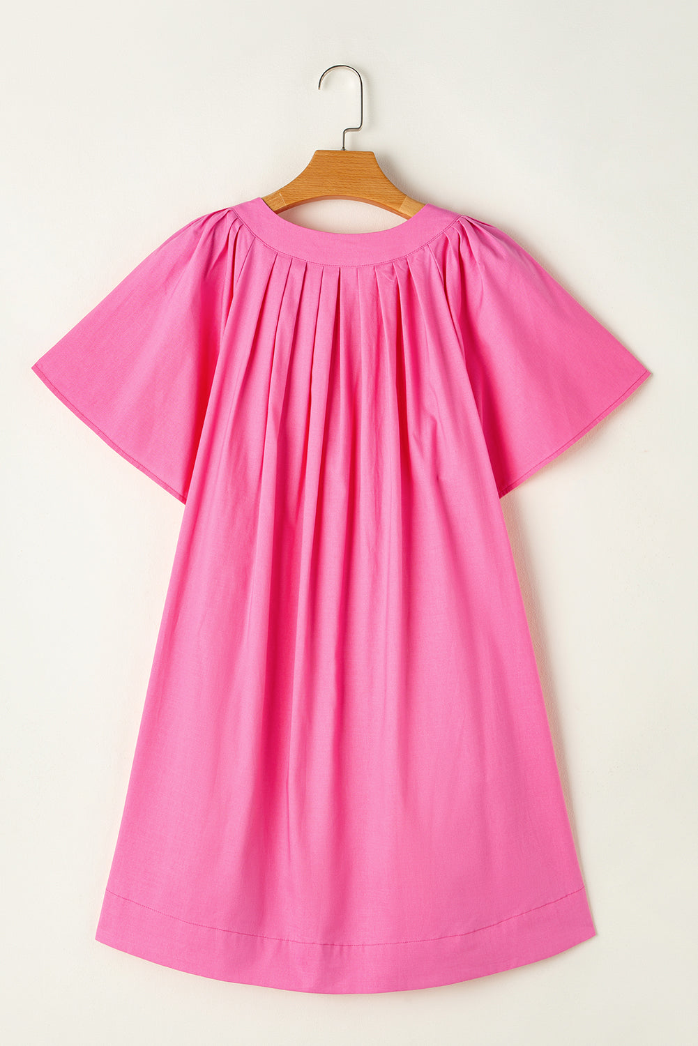 Pleated Flutter Sleeve V-Neck Dress