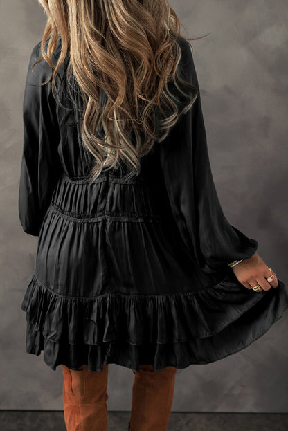 Ruffle Puff Sleeve Mini Dress