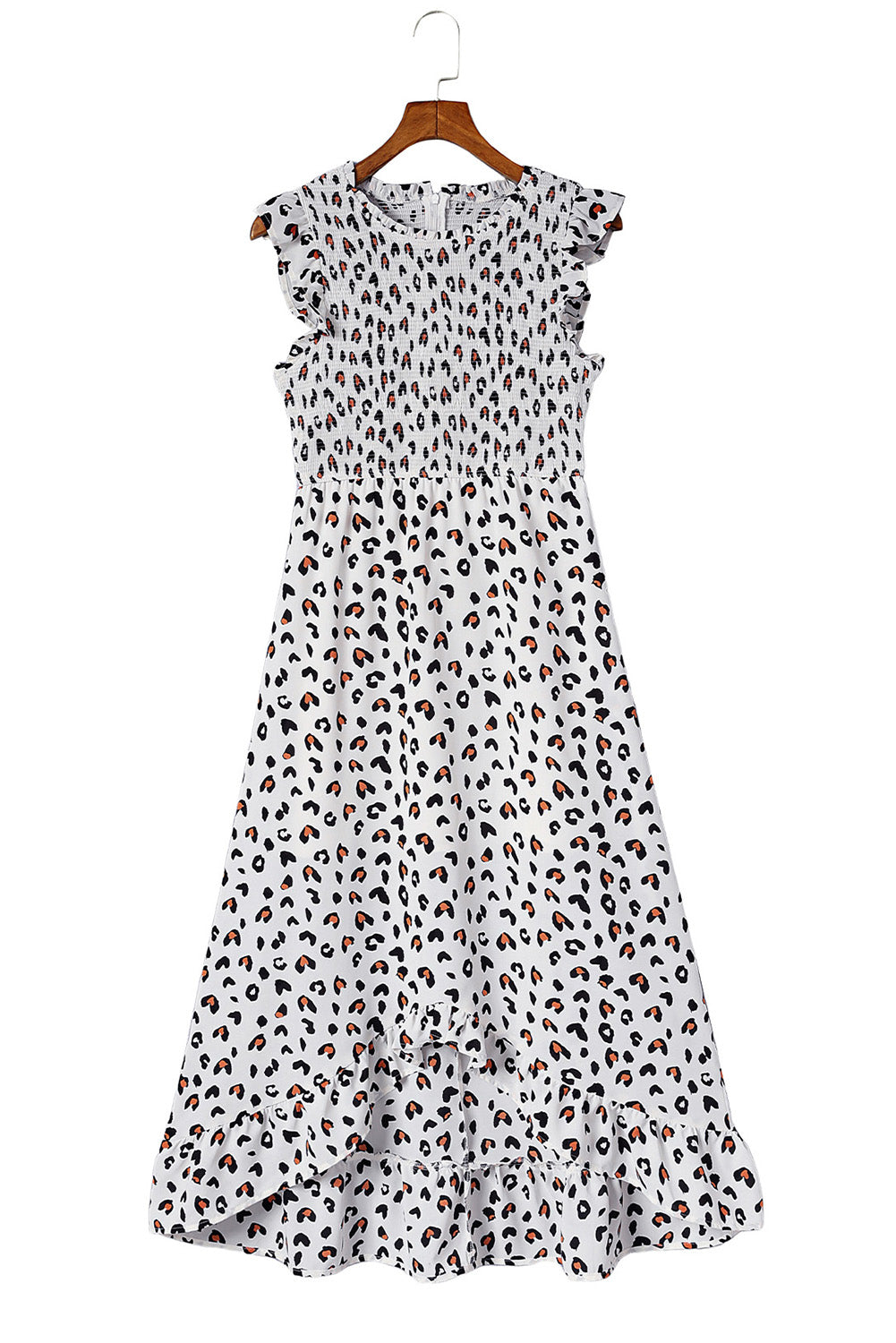 Leopard Smocked Midi Dress