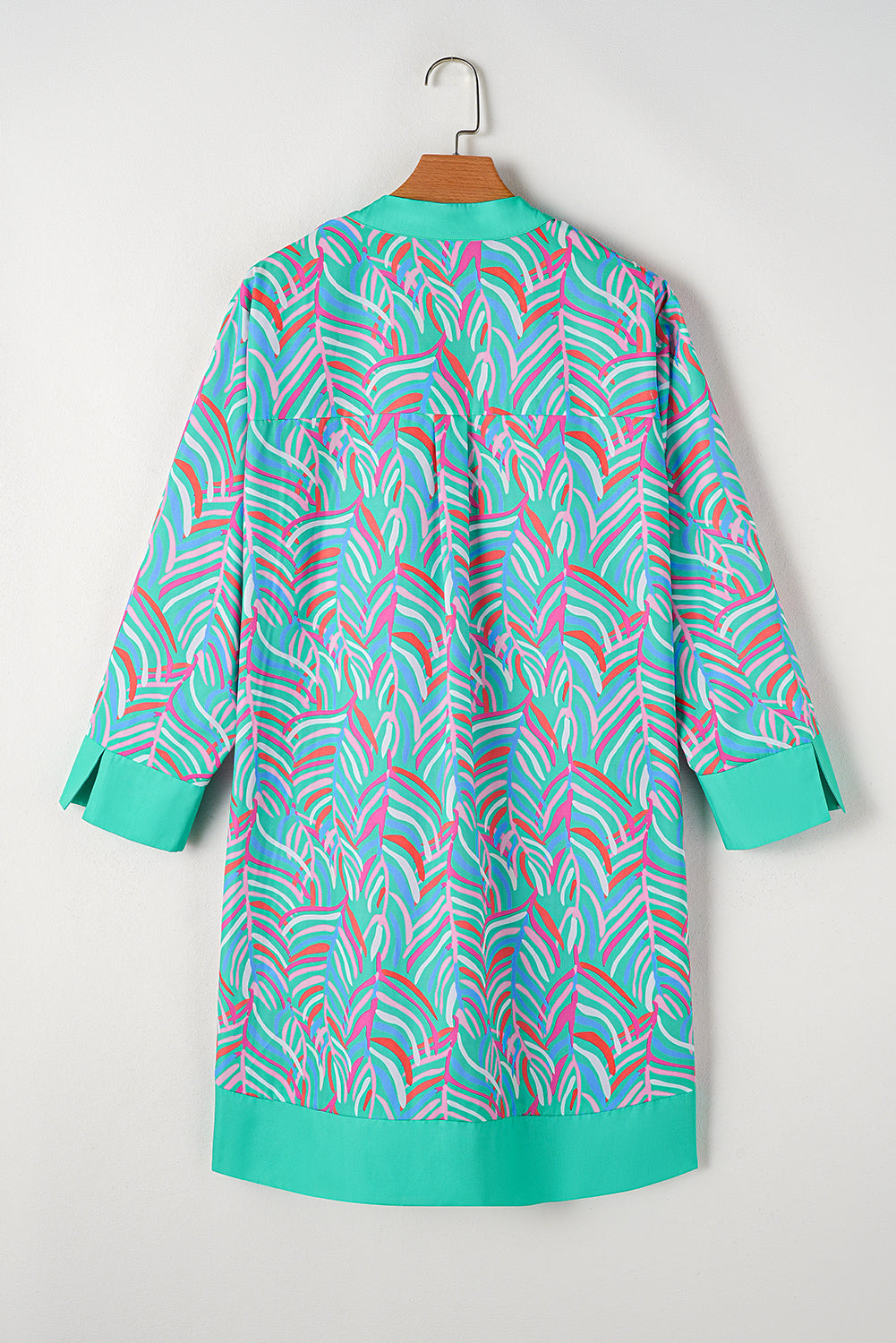 Abstract Palm Long Sleeve Dress Plus Size