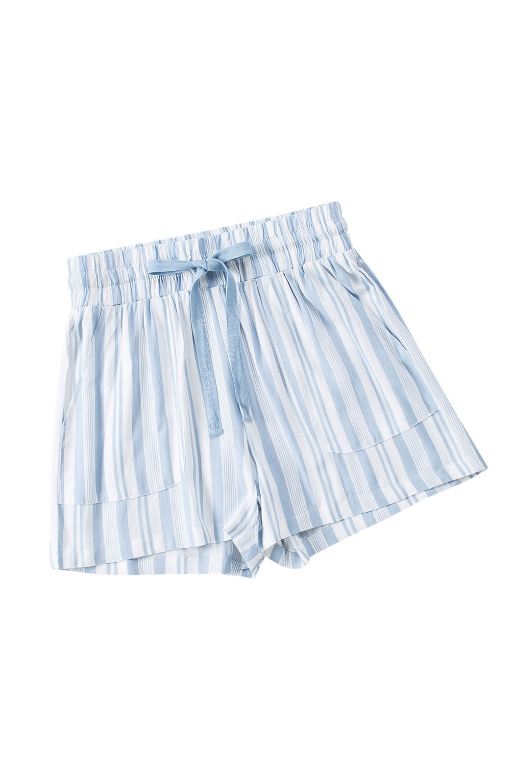 Stripe High Waist Pocketed Shorts