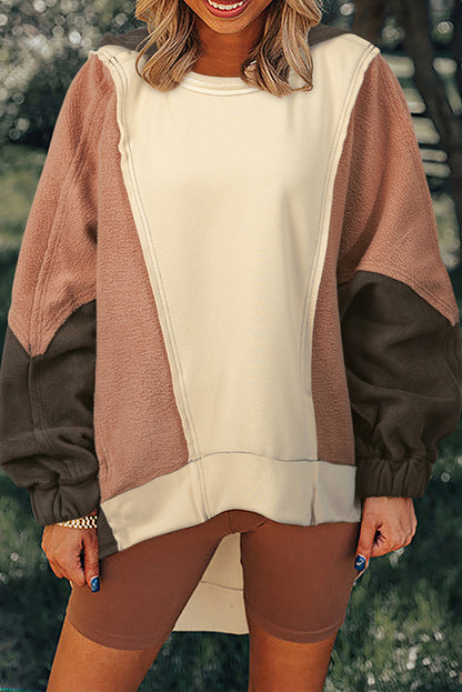 Colorblock High Low Oversized Hoodie