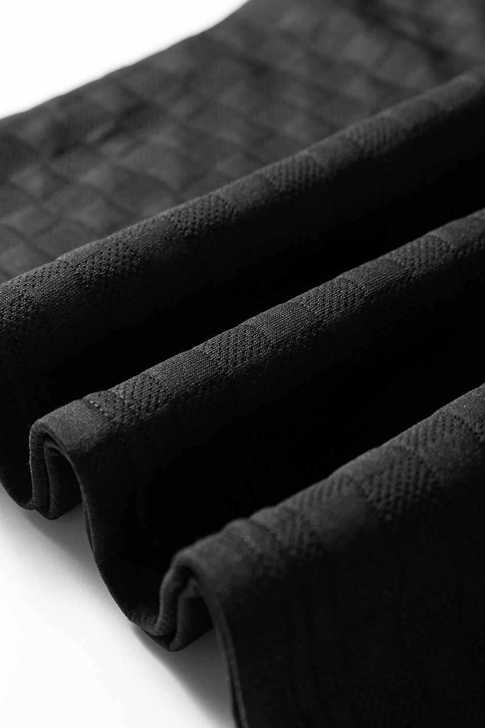 Checker Textured Patchwork Long Sleeve Top