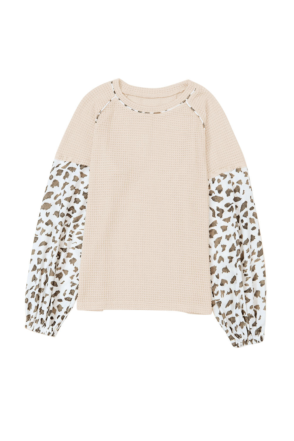 Leopard Patchwork Waffle Knit Top