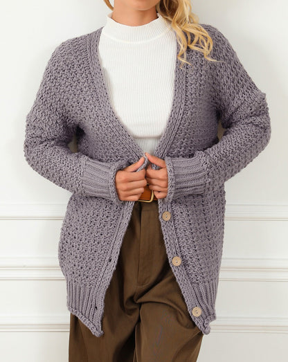 Vintage Chunky Button Oversized Cardigan