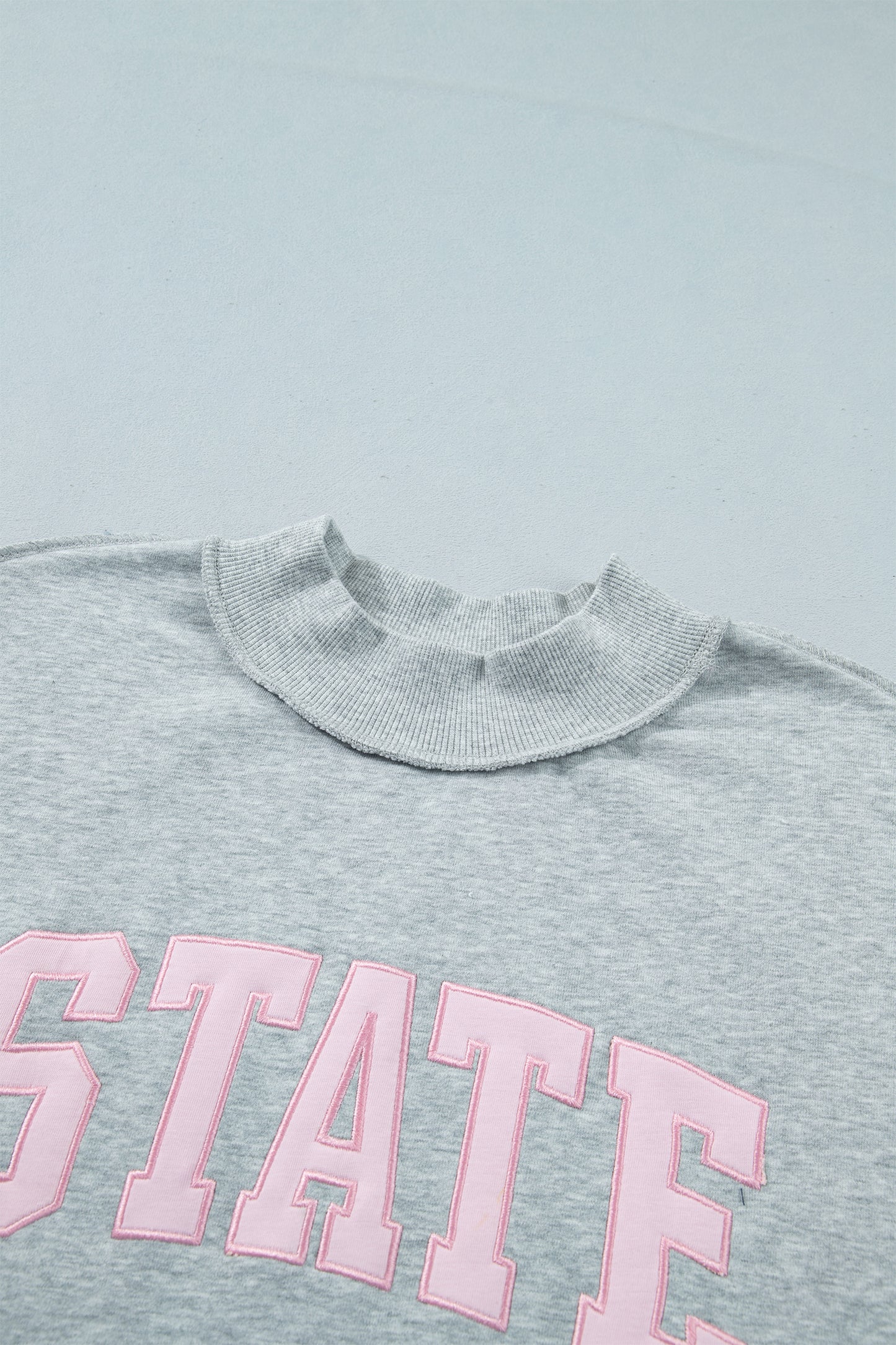 STATE Embroidered Exposed Seam Mock Neck Sweatshirt