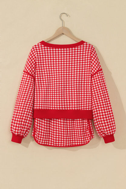 Gingham Contrast Trim Oversized Top & Skort Set