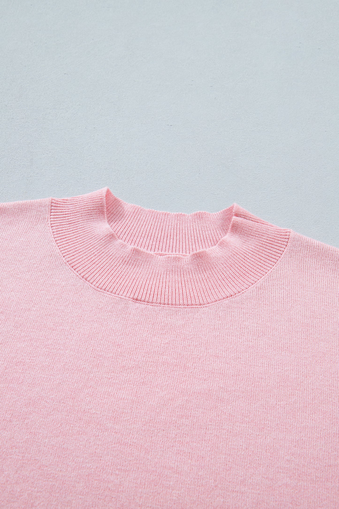 Contrast Wavy Trim Short Sleeve Sweater