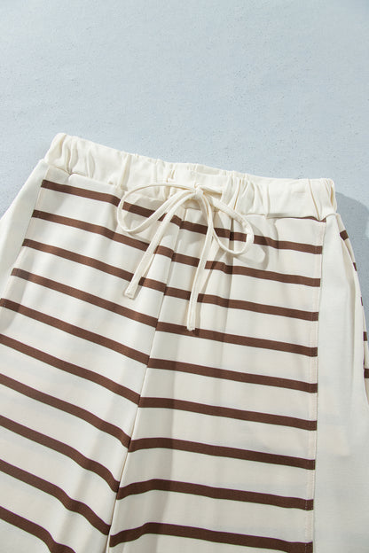 Stripe Colorblock Long Sleeve Top & Drawstring Pants Set