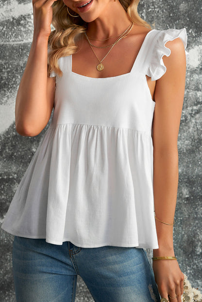 Ruffle Shoulder Babydoll Top