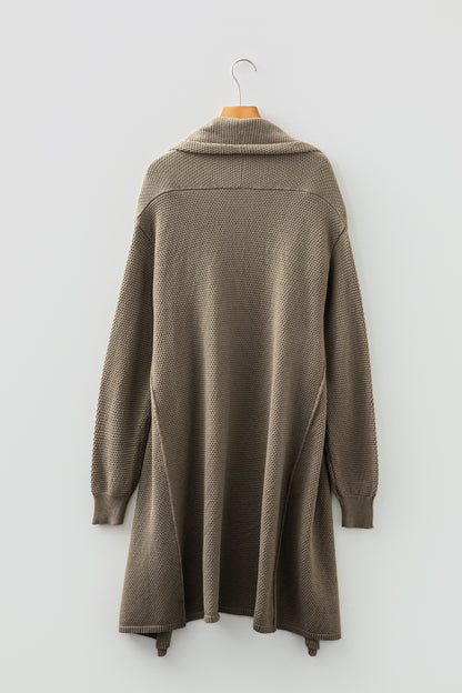 Solid Textured Knit Open-Front Sweater Cardigan