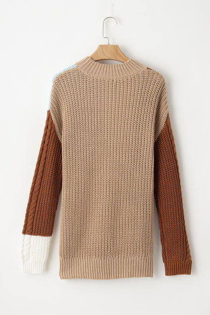 Textured Colorblock Knit Sweater