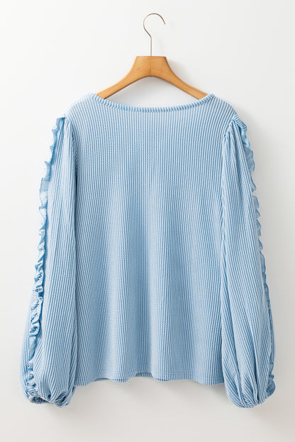 Corded Frilled Puff Sleeve Blouse