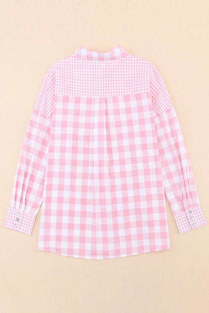 Checker Patchwork Long Sleeve Shirt